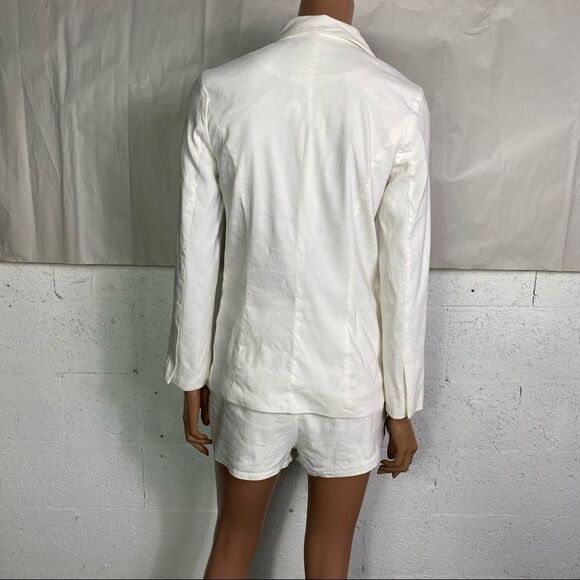 Leith White Linen Blend Blazer Shorts Set XS/S - Picture 5 of 9